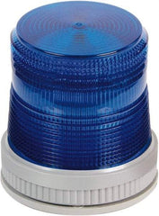 Edwards Signaling - 24 VDC, 4X NEMA Rated, LED, Blue, Flashing, Steady Light - 65 Flashes per min, 3/4 Inch Pipe, 3-3/4 Inch Diameter, 4-3/4 Inch High, Panel Mount, Pipe Mount, Wall Mount - USA Tool & Supply