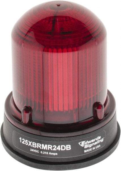 Edwards Signaling - 24 VDC, 4X NEMA Rated, LED, Red, Flashing, Steady Light - 65 Flashes per min, 3/4 Inch Pipe, 3-1/4 Inch Diameter, 3-7/8 Inch High, Panel Mount, Pipe Mount - USA Tool & Supply