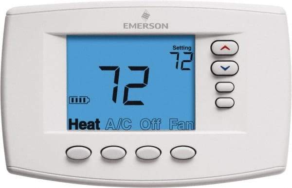 White-Rodgers - 45 to 99°F, 4 Heat, 2 Cool, Premium Residential Digital 7 Day Programmable Universal Multi-Stage or Heat Pump Thermostat - 0 to 30 Volts, Horizontal Mount, Electronic Contacts Switch - USA Tool & Supply