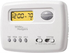 White-Rodgers - 45 to 90°F, 1 Heat, 1 Cool, Digital Programmable Thermostat - 20 to 30 Volts, Horizontal Mount, Manual Switch - USA Tool & Supply