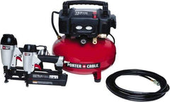Porter-Cable - 0.80 HP, 2.6 SCFM at 90 psi Pancake Finish/Nailer Combo - 6 Gallon Tank, 10 Amp, 150 Max psi, 120V - USA Tool & Supply