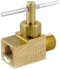 ANDERSON METALS - 1/8" Pipe, Inline Metal Seat Needle Valve - Brass Seal, MIP x FIP Ends, Lead Free Brass Valve, 150 Max psi - USA Tool & Supply