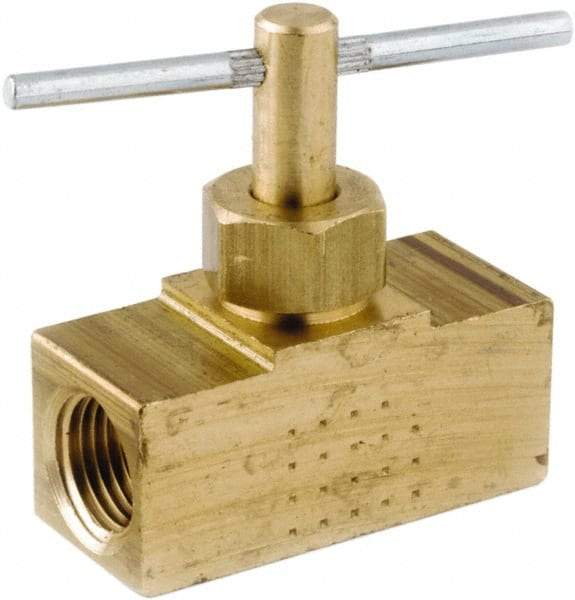 ANDERSON METALS - 1/8" Pipe, Inline Metal Seat Needle Valve - Brass Seal, Female x Female Ends, Lead Free Brass Valve, 150 Max psi - USA Tool & Supply
