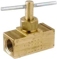 ANDERSON METALS - 1/8" Pipe, Inline Metal Seat Needle Valve - Brass Seal, Female x Female Ends, Lead Free Brass Valve, 150 Max psi - USA Tool & Supply