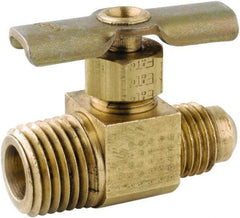 ANDERSON METALS - 1/4 x 1/4" Pipe, Inline Metal Seat Needle Valve - Brass Seal, FL x MIP Ends, Lead Free Brass Valve, 150 Max psi - USA Tool & Supply