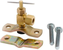 ANDERSON METALS - 1/4" Pipe, Angled Metal Seat Needle Valve - Brass Seal, Compression x Saddle Valve Ends, Lead Free Brass Valve, 150 Max psi - USA Tool & Supply
