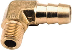 ANDERSON METALS - 1/4 NPT Thread Hose Barb x Male NPT 90° Elbow - 3/8" ID Hose, Lead Free Brass - USA Tool & Supply