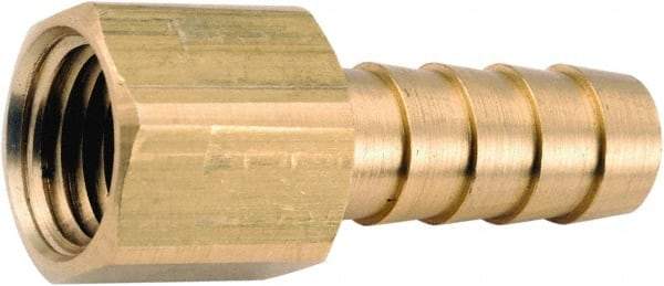 ANDERSON METALS - 1/2 NPT Thread Hose Barb x Female NPT Connector - 3/8" ID Hose, Lead Free Brass - USA Tool & Supply