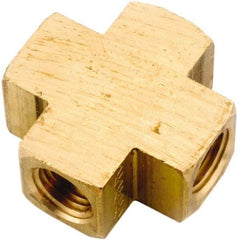 ANDERSON METALS - 3/8-18 Female Thread, Lead Free Brass Industrial Pipe Female Cross - FNPT, 1,000 psi - USA Tool & Supply