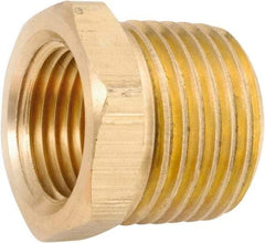 ANDERSON METALS - 1/2-14 Male Thread x 1/4-18 Female Thread, Lead Free Brass Industrial Pipe Hex Bushing - MNPT x FNPT, 1,000 psi - USA Tool & Supply