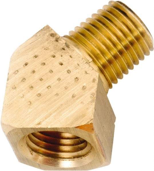 ANDERSON METALS - 3/8-18 Male Thread x 3/8-18 Female Thread, Lead Free Brass Industrial Pipe 45° Street Elbow - MNPT x FNPT, 1,000 psi - USA Tool & Supply