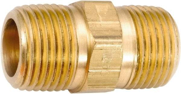 ANDERSON METALS - 3/8-18 Male Thread, Lead Free Brass Industrial Pipe Hex Nipple - MNPT, 1,000 psi - USA Tool & Supply
