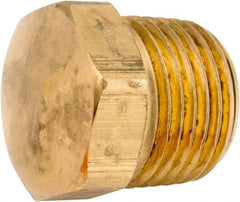 ANDERSON METALS - 1/2-14 Male Thread, Lead Free Brass Industrial Pipe Hex Head Plug - MNPT, 1,000 psi - USA Tool & Supply