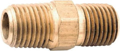 ANDERSON METALS - 1/4-18 Male Thread, Lead Free Brass Industrial Pipe Long Hex Nipple - MNPT, 1,000 psi - USA Tool & Supply