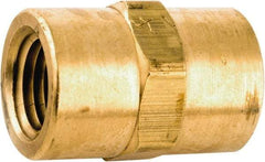 ANDERSON METALS - 1/4-18 Female Thread, Lead Free Brass Industrial Pipe Heavy Duty Coupling - FNPT x FNPT, 1,000 psi - USA Tool & Supply
