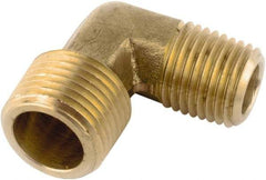 ANDERSON METALS - 3/8-18 x 1/8-27 Male Thread, Lead Free Brass Industrial Pipe 90° Male Elbow - MNPT, 1,000 psi - USA Tool & Supply