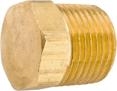 ANDERSON METALS - 1/2-14 Male Thread, Lead Free Brass Industrial Pipe Hex Head Plug - MNPT, 1,000 psi - USA Tool & Supply