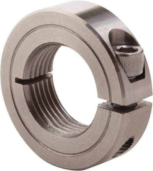 Climax Metal Products - 1-3/8 - 6 Thread, Stainless Steel, One Piece Threaded Shaft Collar - 2-1/4" Outside Diam, 9/16" Wide - USA Tool & Supply