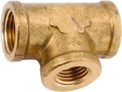 ANDERSON METALS - Class NSF, 3/8 x 3/8 x 1/4" Internal Pipe, Lead Free Brass Reducing Tee - NPT - USA Tool & Supply