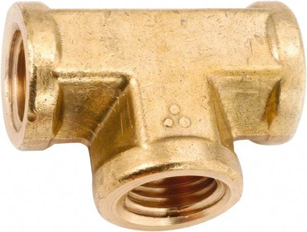 ANDERSON METALS - Class NSF, 1/4" Internal Pipe, Lead Free Brass Tee - NPT - USA Tool & Supply