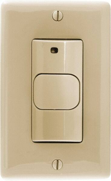 Hubbell Wiring Device-Kellems - 400 Square Ft. Coverage, Infrared Motion Sensor Wall Switch - 800 at 120 V Incandescent, 1,000 at 120 V and 1,800 at 277 V Fluorescent, 120 to 277 VAC, Ivory - USA Tool & Supply