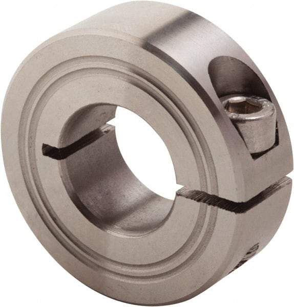 Climax Metal Products - 8mm Bore, Stainless Steel, One Piece Clamp Collar - 1" Outside Diam - USA Tool & Supply