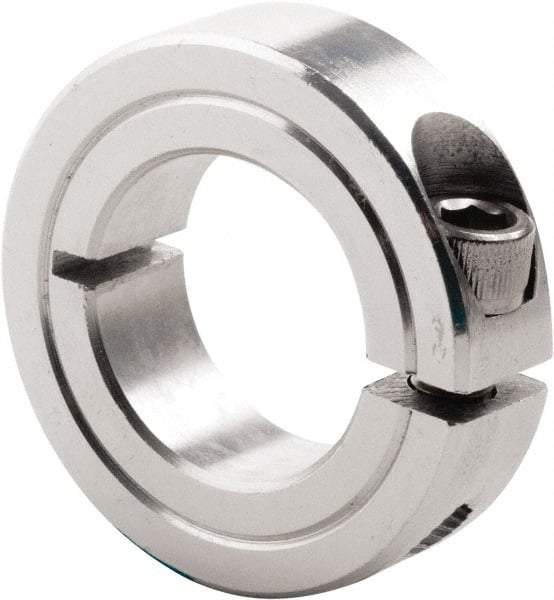 Climax Metal Products - 3/8" Bore, Steel, One Piece Clamp Collar - 7/8" Outside Diam, 3/8" Wide - USA Tool & Supply