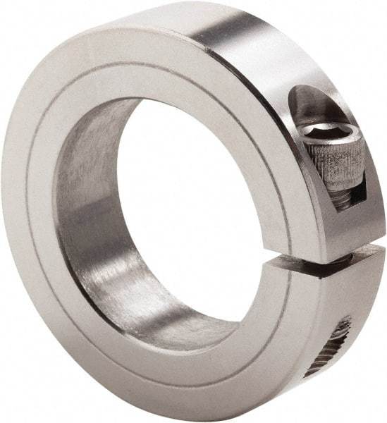 Climax Metal Products - 3-3/16" Bore, Stainless Steel, One Piece Clamp Collar - 4-1/2" Outside Diam, 7/8" Wide - USA Tool & Supply