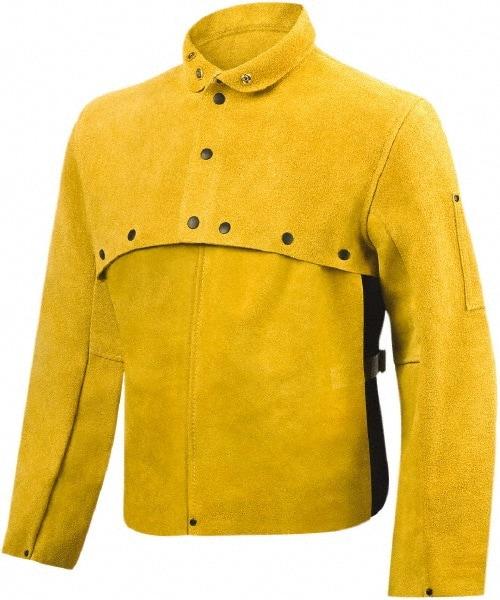 Steiner - Size M, 14" Long, Cape Sleeves & Bib - Leather, Bourbon - USA Tool & Supply