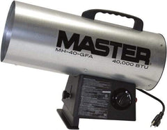 Master - 40,000 BTU Rating, Propane Forced Air Heater - 1,000 Sq Ft Max Heating Area, 20 Lb Capacity, Fuel with Kerosene, Diesel & Fuel Oil - USA Tool & Supply