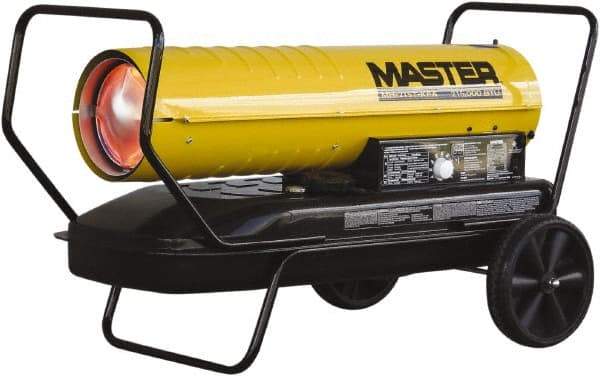 Master - 215,000 BTU Rating, Multi-Fuel Forced Air Heater - 5,375 Sq Ft Max Heating Area, 13 Gal Capacity, Fuel with Kerosene, Diesel & Fuel Oil - USA Tool & Supply