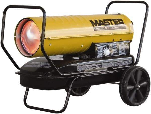 Master - 135,000 BTU Rating, Multi-Fuel Forced Air Heater - 3,375 Sq Ft Max Heating Area, 10 Gal Capacity, Fuel with Kerosene, Diesel & Fuel Oil - USA Tool & Supply