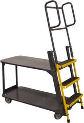 Ballymore - 63" 3 Step Ladder/Cart - Merchandise Ladder Cart, 1,000 Lb Capacity, 28" Platform Height, 21" Base Width x 51" Base Depth, Abrasive Mat Tread - USA Tool & Supply