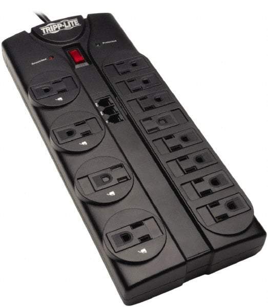 Tripp-Lite - 12 Outlets, 120 VAC15 Amps, 8' Cord, Power Outlet Strip - Floor, Keyhole Mount, 5-15 NEMA Configuration, 10.3" Strip - USA Tool & Supply