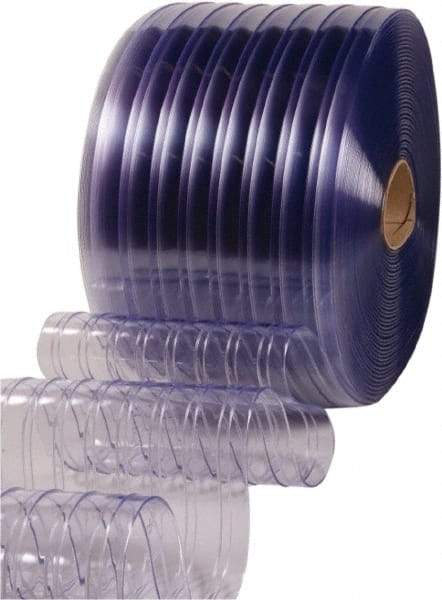 Clearway Door - Clear Ribbed Bulk Strip Roll Dock Curtain Strips - 16" Wide x 100' Long x 0.144" Thick - USA Tool & Supply