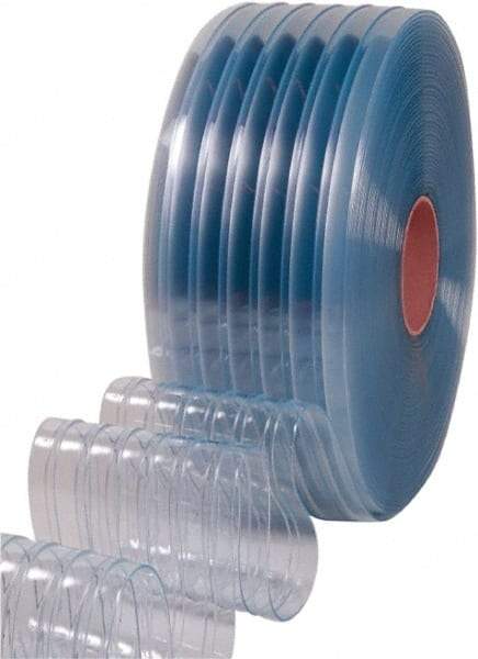 Clearway Door - Clear Ribbed Bulk Strip Roll Dock Curtain Strips - 8" Wide x 150' Long x 0.072" Thick - USA Tool & Supply