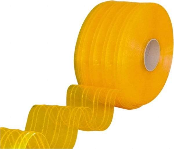 Clearway Door - Clear/Yellow Ribbed QuickStrip Roll Dock Curtain Strips - 12" Wide x 150' Long x 0.11" Thick - USA Tool & Supply