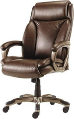 ALERA - 47" High Executive High Back Leather Chair - 27" Wide x 30-3/8" Deep, Leather Seat, Brown - USA Tool & Supply