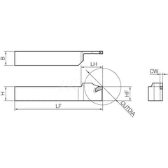 Indexable Cutoff Toolholder: 1″ Max Depth of Cut, 2″ Max Worpiece Dia, Right Hand 3/4″ Shank Height, 3/4″ Shank Width, Uses TKN3, TKN3-P, TKR3 & TKR3-P Inserts, Series KTKC