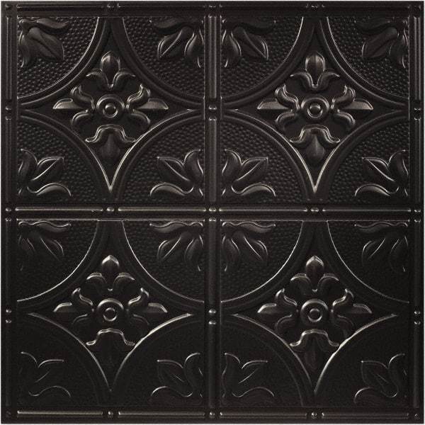 Genesis - 23-3/4" Long x 23-3/4" Wide x 0.11" Thick, Vinyl Ceiling Tile - ASTM E-84 Specification, Black - USA Tool & Supply