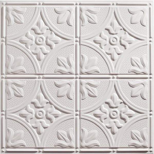 Genesis - 23-3/4" Long x 23-3/4" Wide x 0.11" Thick, Vinyl Ceiling Tile - ASTM E-84 Specification, White - USA Tool & Supply