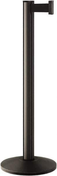Lavi Industries - 40" High, 2-3/4" Pole Diam, Stanchion - 14" Base Diam, Dome Cast Iron Base, Polished Chrome (Color) Aluminum Post, 7' x 2" Tape, Single Line Tape - USA Tool & Supply