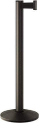 Lavi Industries - 40" High, 2-3/4" Pole Diam, Stanchion - 14" Base Diam, Dome Cast Iron Base, Polished Chrome (Color) Aluminum Post, 7' x 2" Tape, Single Line Tape - USA Tool & Supply