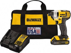 DeWALT - 20 Volt, 1/4" Drive, 117 Ft/Lb Torque, Cordless Impact Driver - Mid-Handle, 2800 RPM, 1 Lithium-Ion Battery Included - USA Tool & Supply