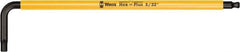 Wera - 5/32" Hex, Long Arm, Hex Key - 5-3/8" OAL, Cast Steel, Inch System of Measurement - USA Tool & Supply