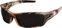 Edge Eyewear - Smoke Lenses, Framed Safety Glasses - Scratch Resistant, Forest Camo Nylon Frame, Size Universal, Wrap Around - USA Tool & Supply