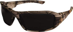 Edge Eyewear - Smoke Lenses, Framed Safety Glasses - Scratch Resistant, Forest Camo Nylon Frame, Size Universal, Wrap Around - USA Tool & Supply