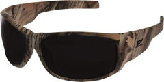 Edge Eyewear - Smoke Lenses, Framed Safety Glasses - Scratch Resistant, Forest Camo Nylon Frame, Size Universal, Wrap Around - USA Tool & Supply