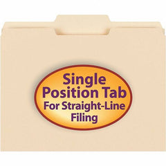 SMEAD - 11-5/8 x 9-1/2", Letter Size, Manila, File Folders with Top Tab - 11 Point Stock, 1/3 Tab Cut Location - USA Tool & Supply