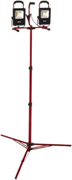 Bayco - 20 Watt, Electric, LED Portable Tripod Work Light - 6' Cord, 2 Heads, 4,400 Lumens, Aluminum, 82-1/2" Long x 18.4" Wide x 7.3" High - USA Tool & Supply